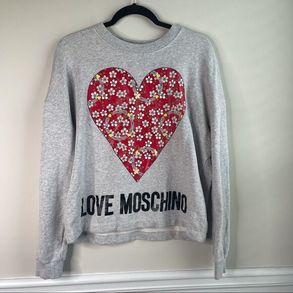 Love Moschino heart French‎ cotton sweatshirt size medium - Picture 5 of 10